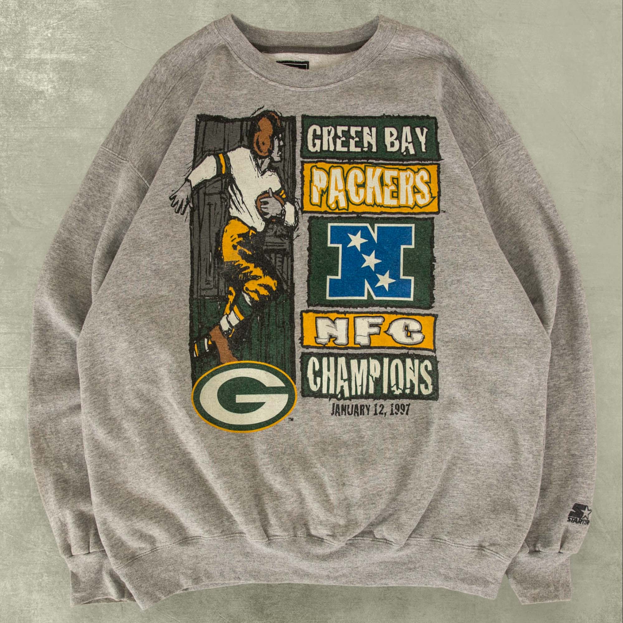 Starter Mens Green Bay Packers Sweatshirt, Green, Large