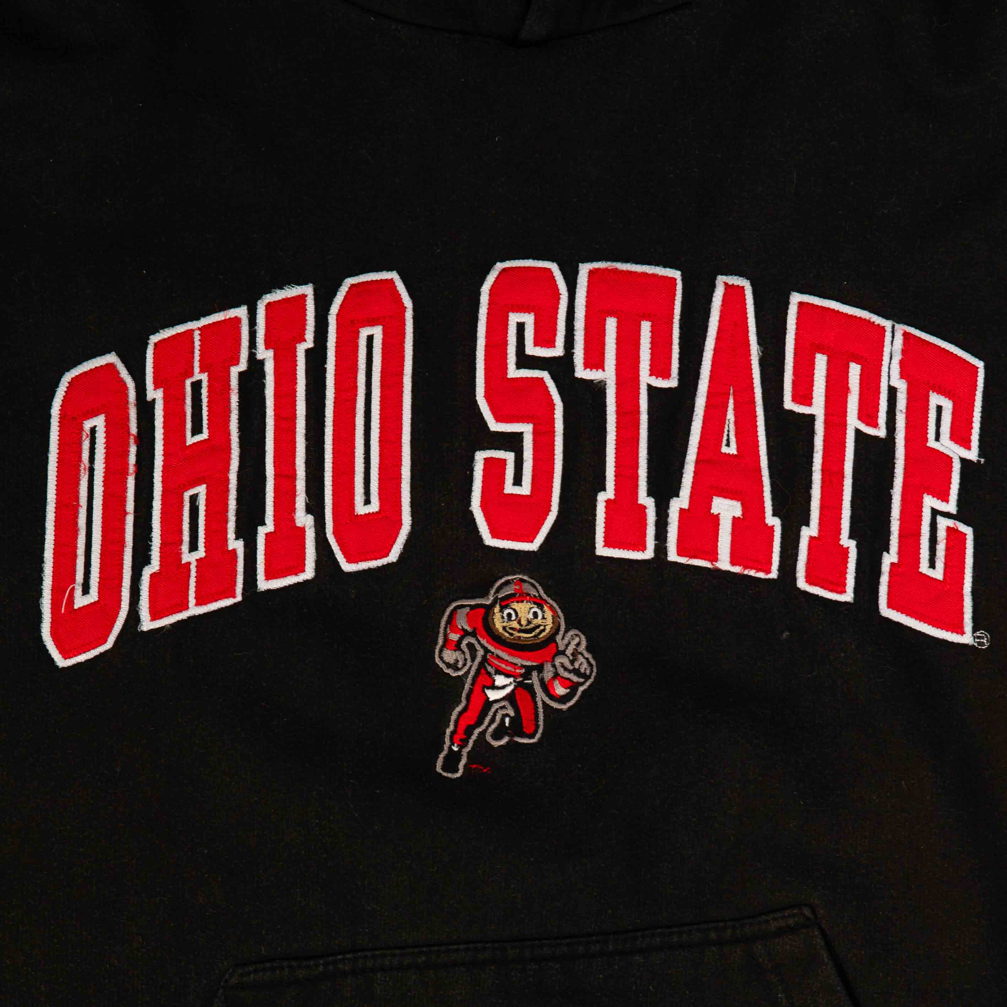 MEN S VINTAGE 1990S OHIO STATE BRUTUS BUCKEYE HOODED SWEATSHIRT X LARGE