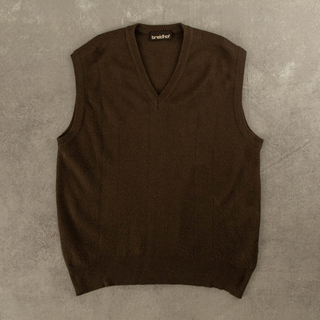 Vintage V-neck Knitted Vest - L
